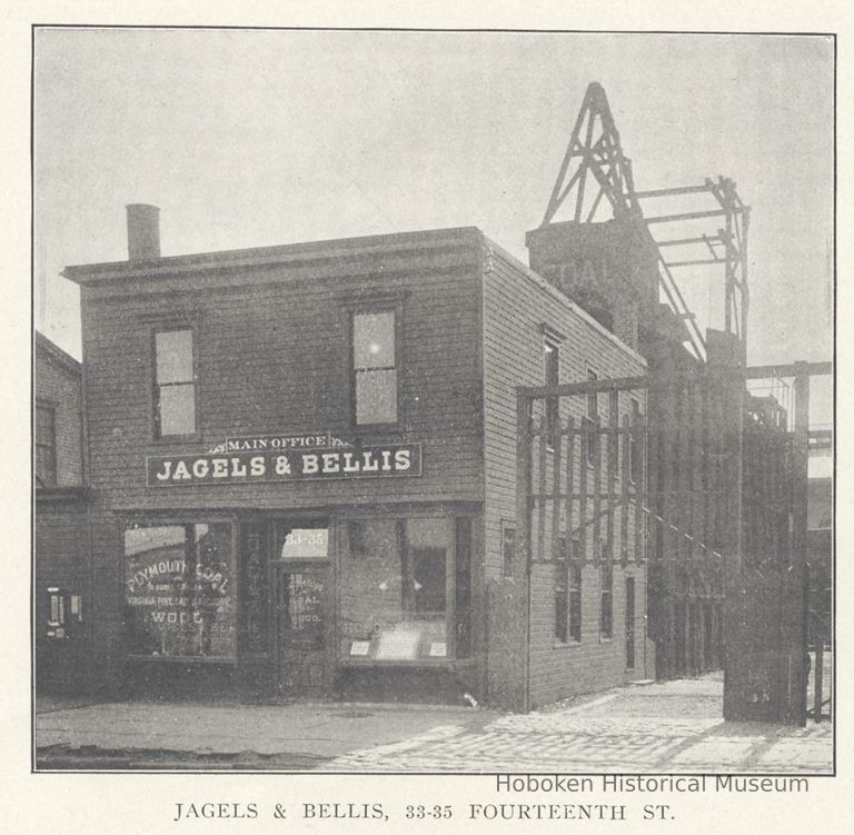 Printed B+W photograph of Jagels & Bellis, coal, 33-35 Fourteenth St., Hoboken, no date, ca. 1905-1908. picture number 1