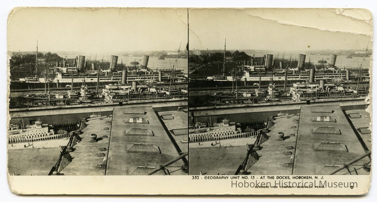 Keystone Junior stereocard, 352 At the Docks, Hoboken, N.J.