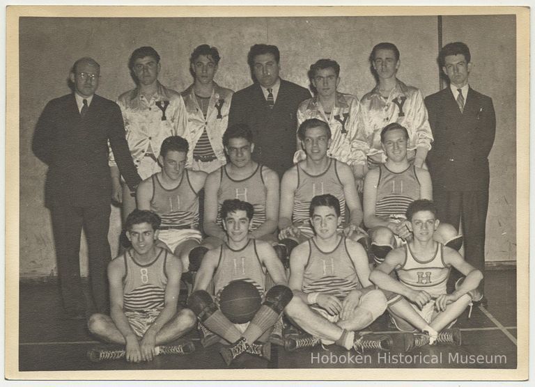 B+W photo of Hoboken YMCA basketball team, Hoboken, n.d., ca. 1940s. picture number 1