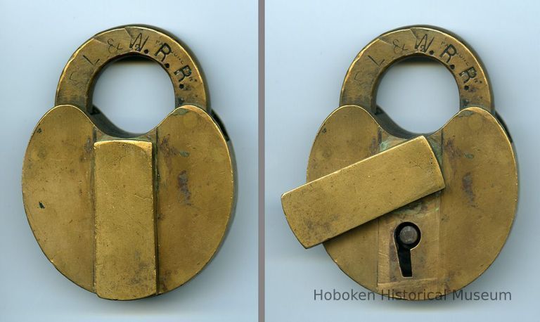 Padlock for Delaware, Lackawanna & Western R.R. steam locomotive no. 134, ca. 1880-1900. picture number 1