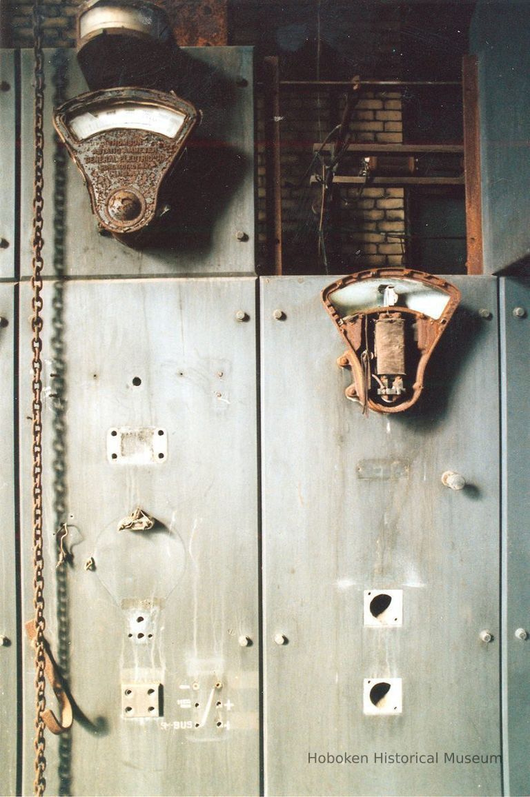 Digital image of color photo of the interior of the former Hudson & Manhattan Rail Road powerhouse, Jersey City, March, 2000. picture number 1