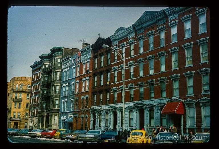 Color slide of eye-level view of row houses on Washington between 11th & 12th looking NE picture number 1