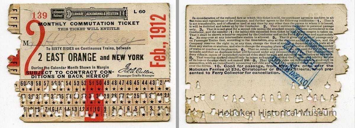 1912 Monthly Commutation Ticket, front and back