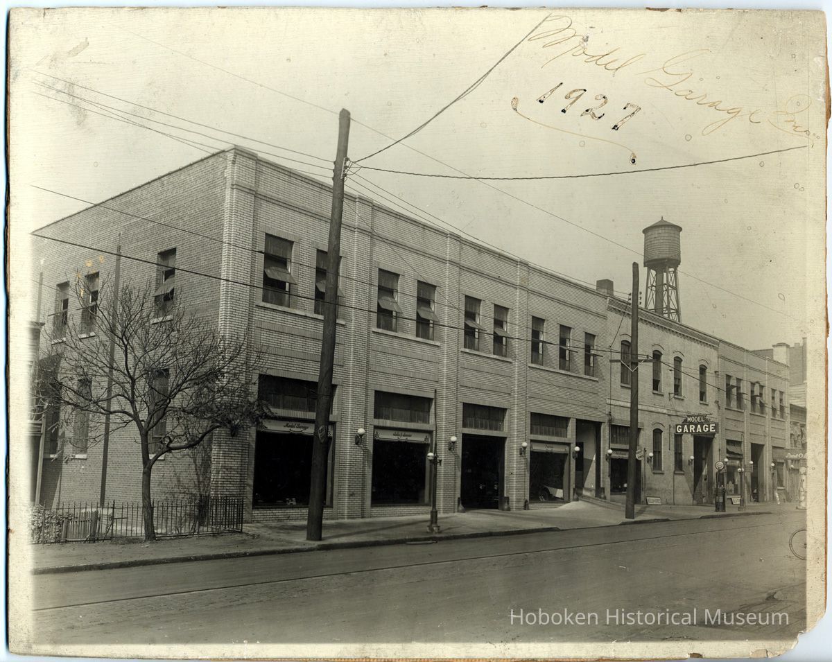 Sepia-tone photo of the Model Garage, 208-214 Clinton St., Hoboken, 1925. picture number 1