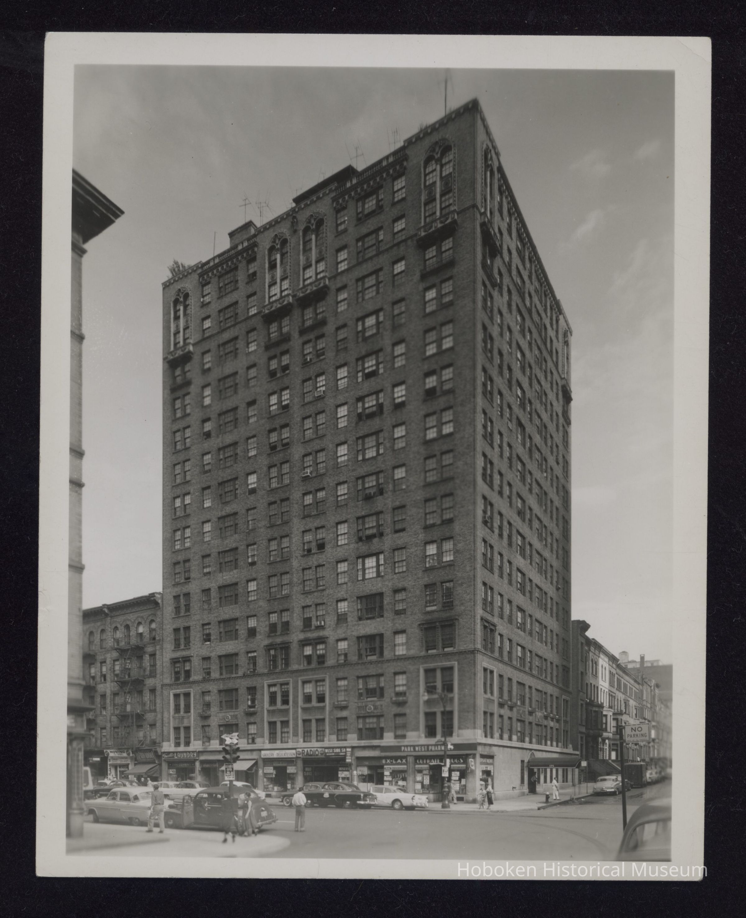 B&W photo of mixed-use apartment building at 175 West 76th Street (341-347 Amsterdam Avenue), New York City. picture number 1