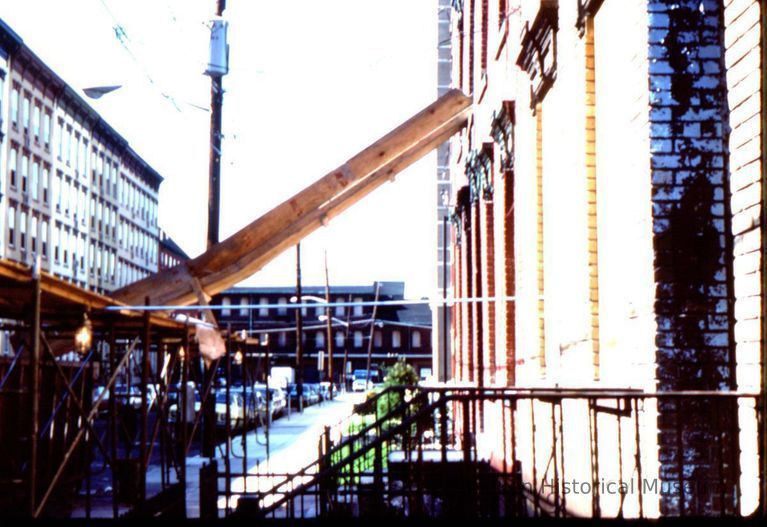 Color slide of building under renovation on or near Newark and Garden Sts., Hoboken, ca. 1984. picture number 1