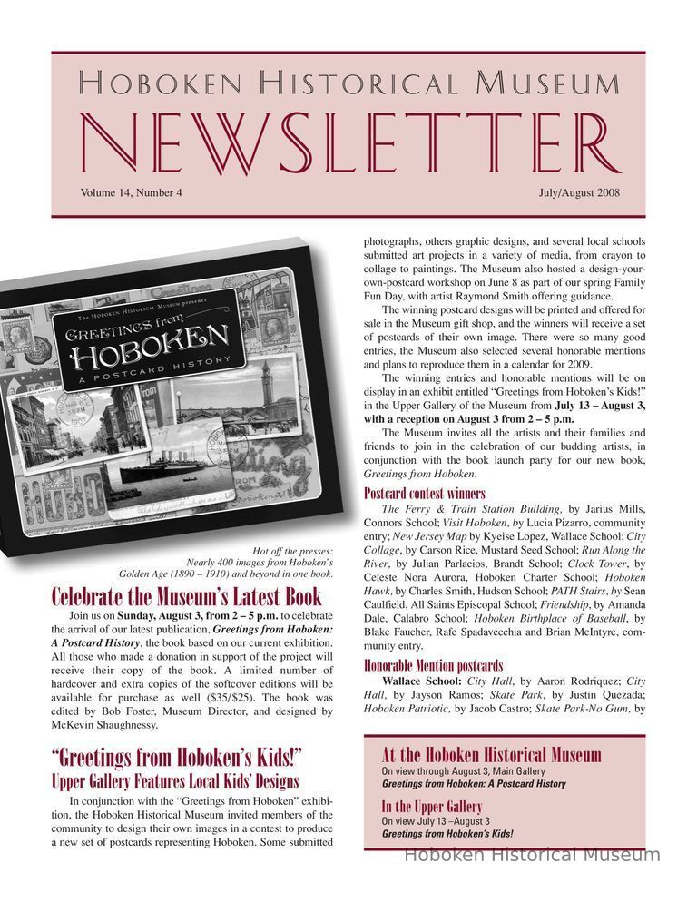 Hoboken Historical Museum Newsletter [Second Series], Volume 14, Number 4, July-August 2008. picture number 1