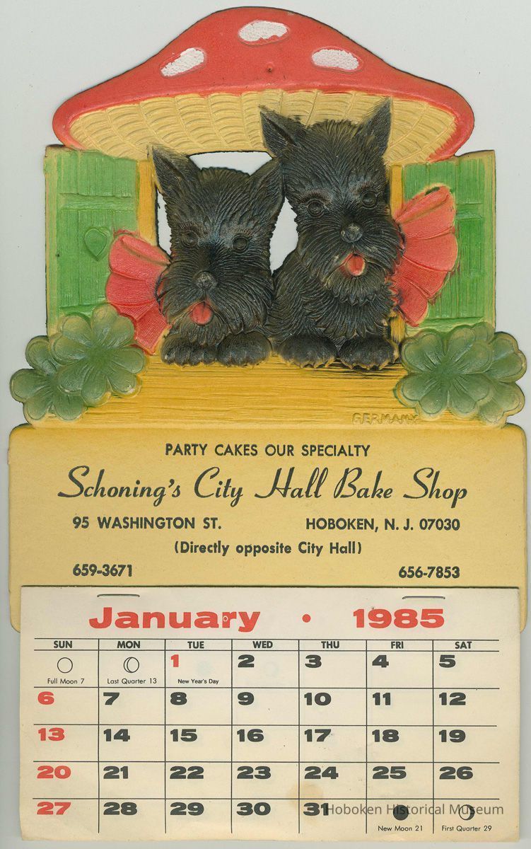 Wall calendar of Schoning's City Hall Bake Shop, 1985 picture number 1