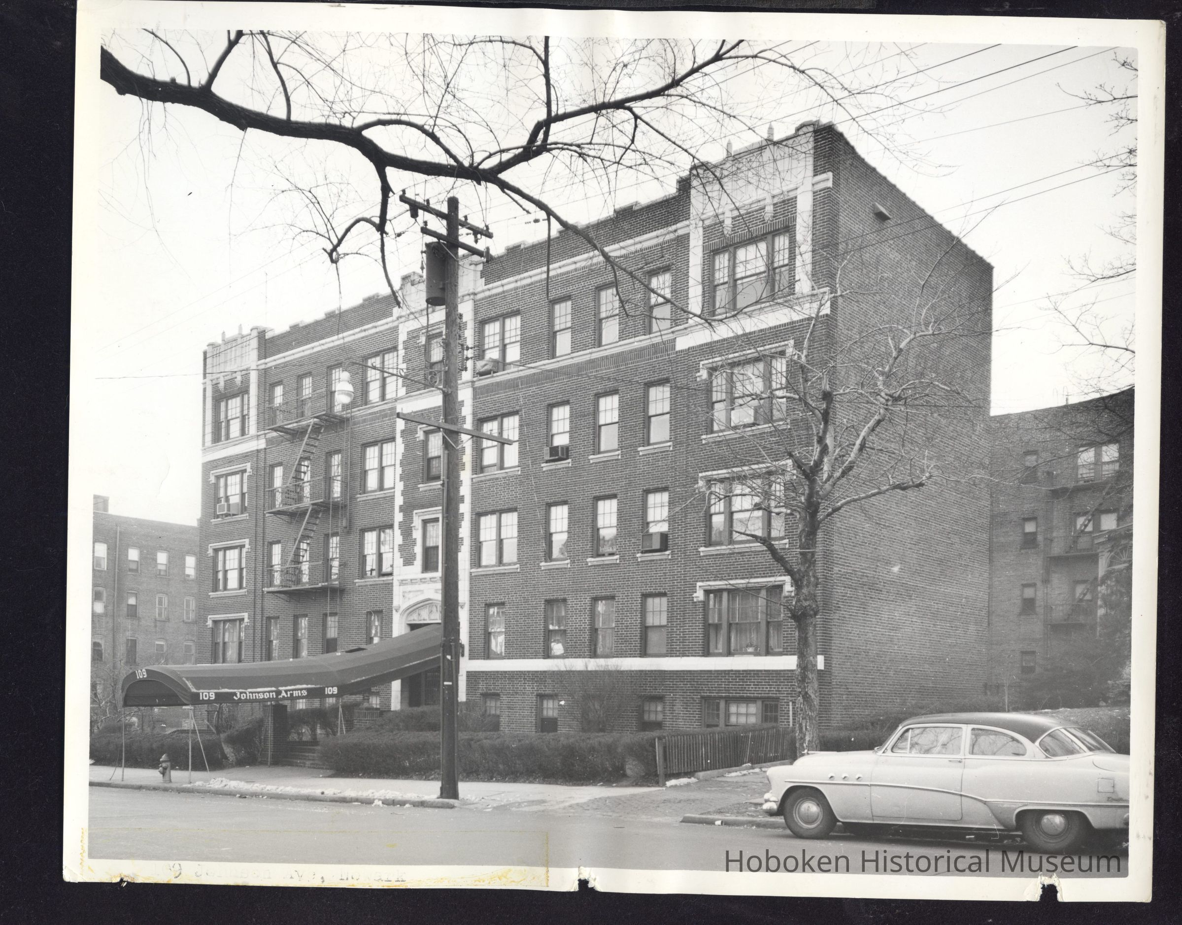 B&W photo of apartment building at 108 Johnson Avenue, Newark. picture number 1