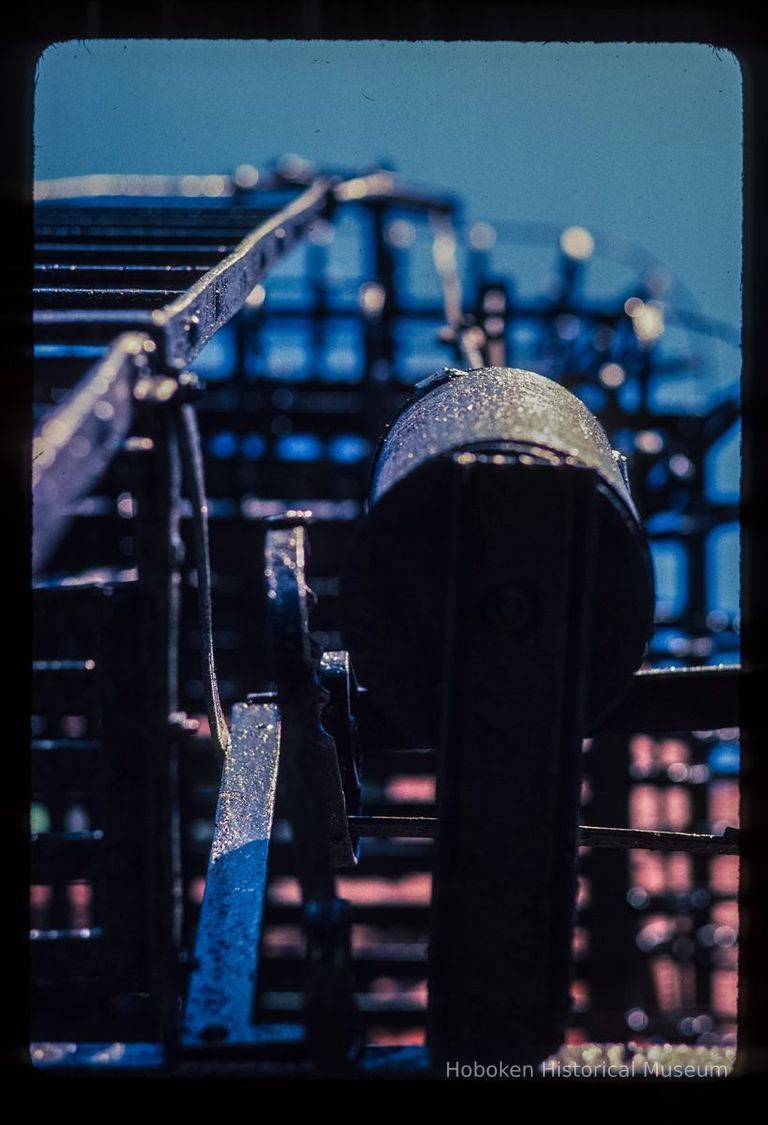 Color slide of detail view of fire escape on a building on 3rd between Garden and Park picture number 1