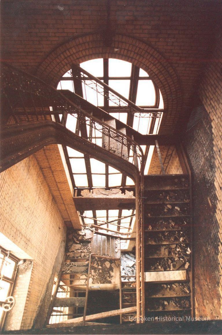 Digital image of color photo of the interior of the former Hudson & Manhattan Rail Road powerhouse, Jersey City, June, 2000. picture number 1