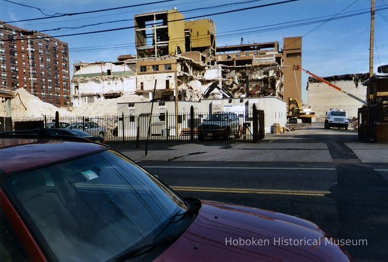 view east from Hudson Street of demolition