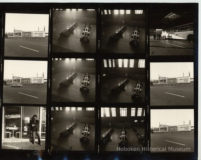 B+W negative contact sheet of images of Hoboken taken by John Conn. no date, [1976]. picture number 1