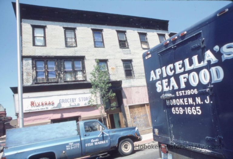 Color slide of building under renovation on or near First and Clinton Sts., Hoboken, ca. 1983-84. picture number 1