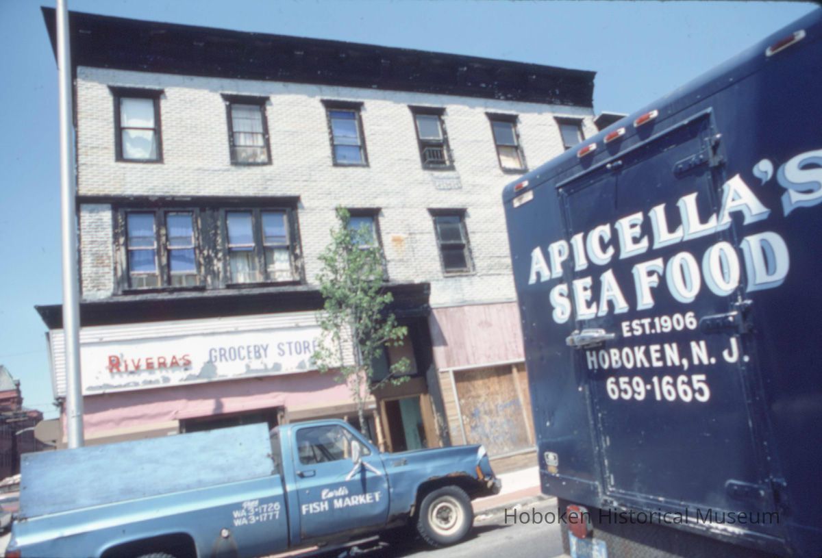 Color slide of building under renovation on or near First and Clinton Sts., Hoboken, ca. 1983-84. picture number 1