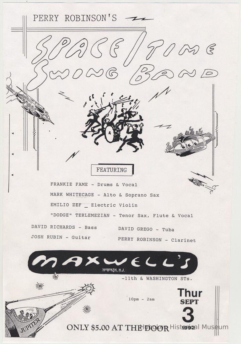 Handbill: Perry Robinson's Space/Time Swing Band. Maxwell's, Hoboken, Sept. 3, 1992. picture number 1