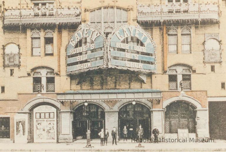 Color copy photo of hand-tinted photo of the Empire Theatre, Hudson St., Hoboken, no date, ca. 1895. picture number 1