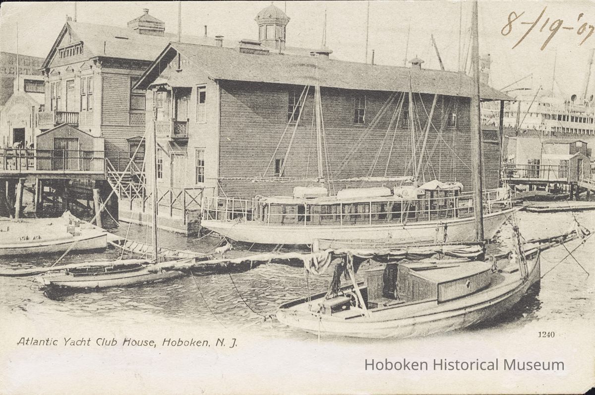 B+W Postcard: Atlantic Yacht Club House, Hoboken, NJ, 1907 picture number 1