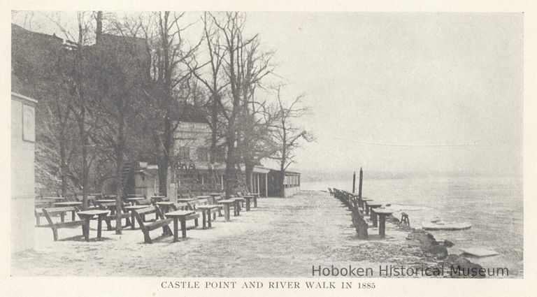 Printed B+W photograph of Castle Point and River Walk in 1885, Hoboken, ca. 1880's. picture number 1