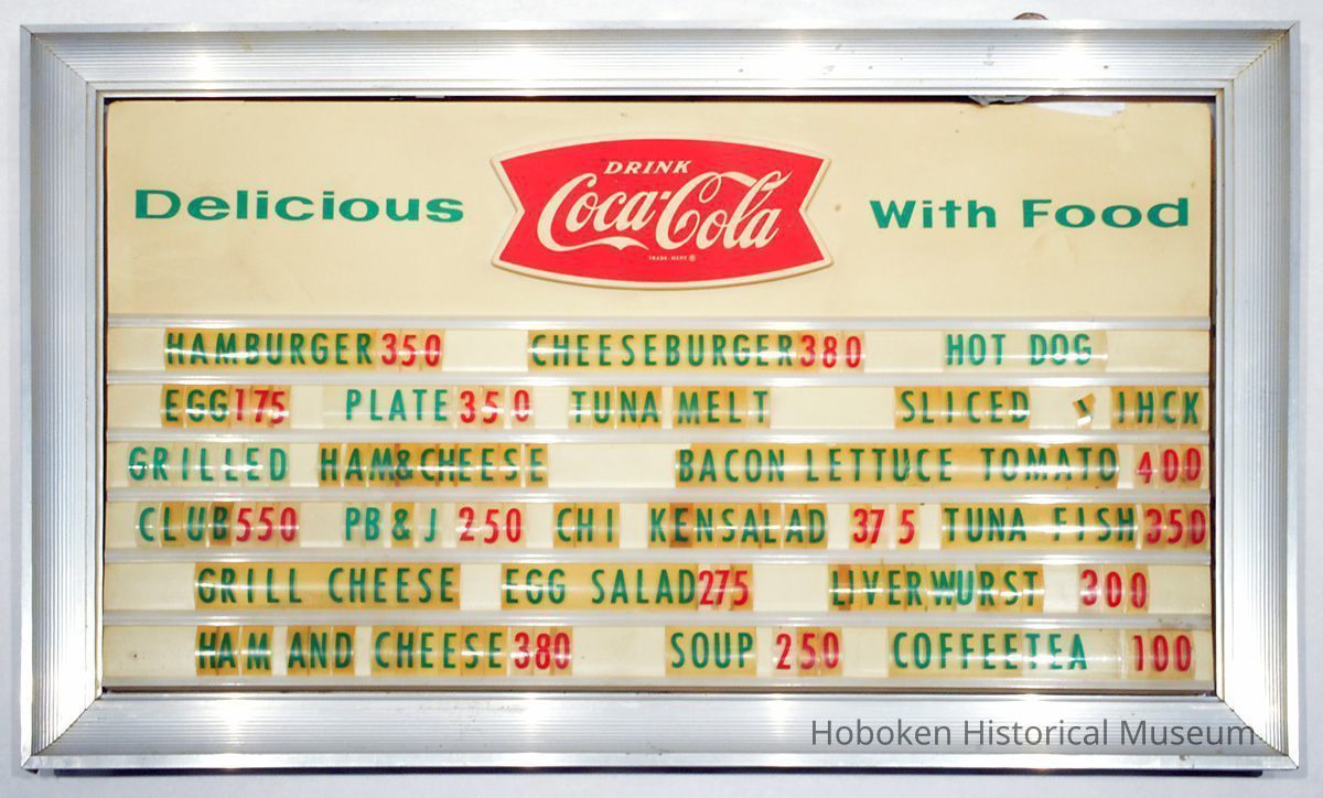 front with last menu items and 2012 prices