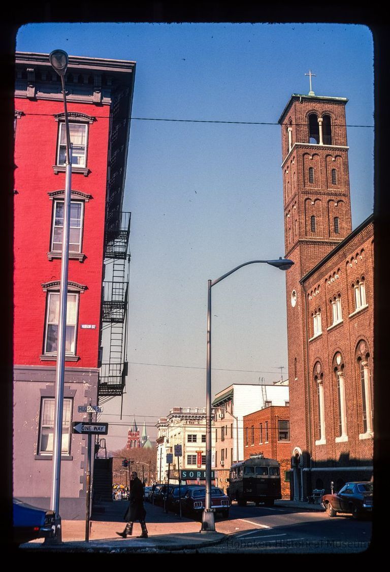 Color slide of eye-level view from the SE corner of Hudson & 4th looking W picture number 1