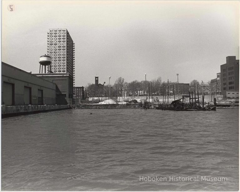 Digital image of B+W photo of the Hoboken waterfront, Hoboken, circa 1987. picture number 1