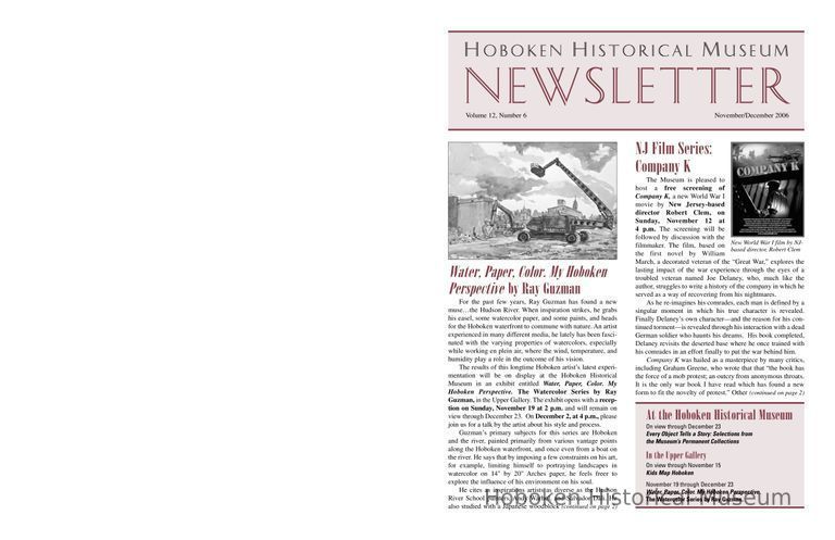 Hoboken Historical Museum Newsletter [Second Series], Volume 12, Number 6, Nov.-Dec. 2006. picture number 1