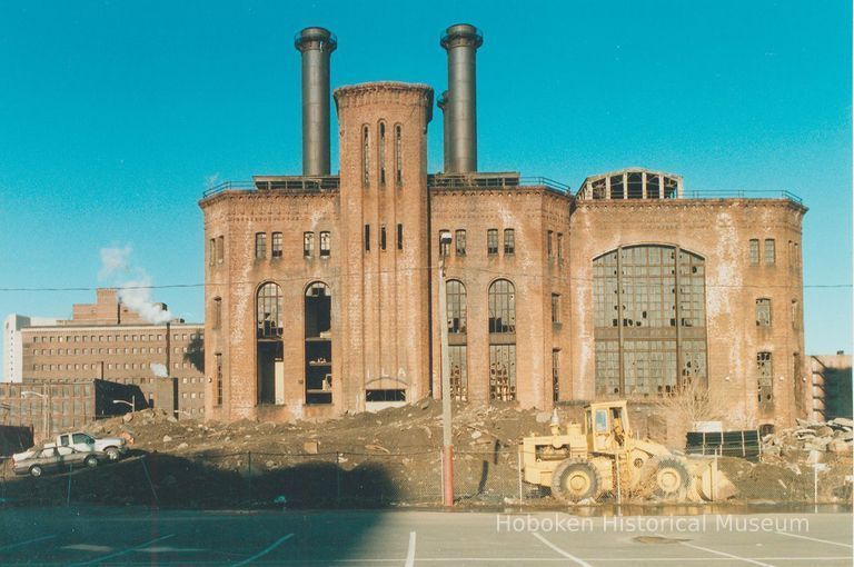 Digital image of color photo of the exterior of the former Hudson & Manhattan Rail Road powerhouse, Jersey City, March, 2000. picture number 1