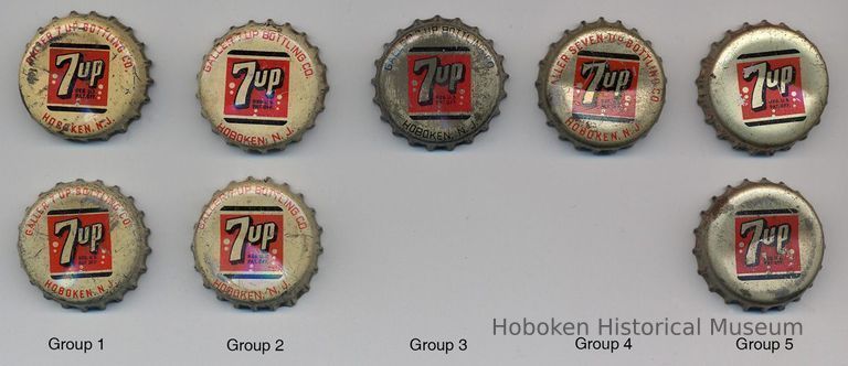 Galler 7-Up caps, groups 1 to 5