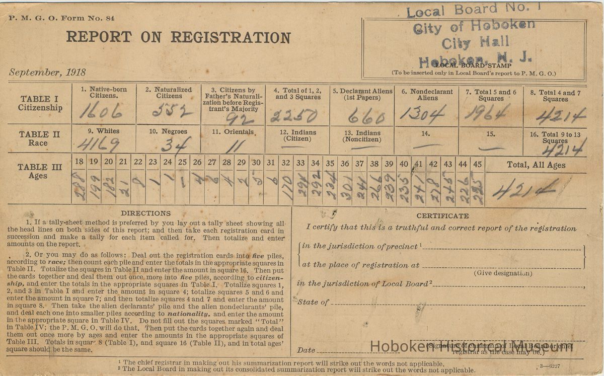 front; with local board no. 1 stamp