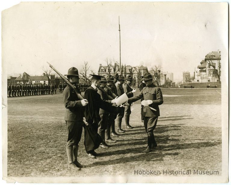 image: Stevens students in Army uniform at commencement 1918