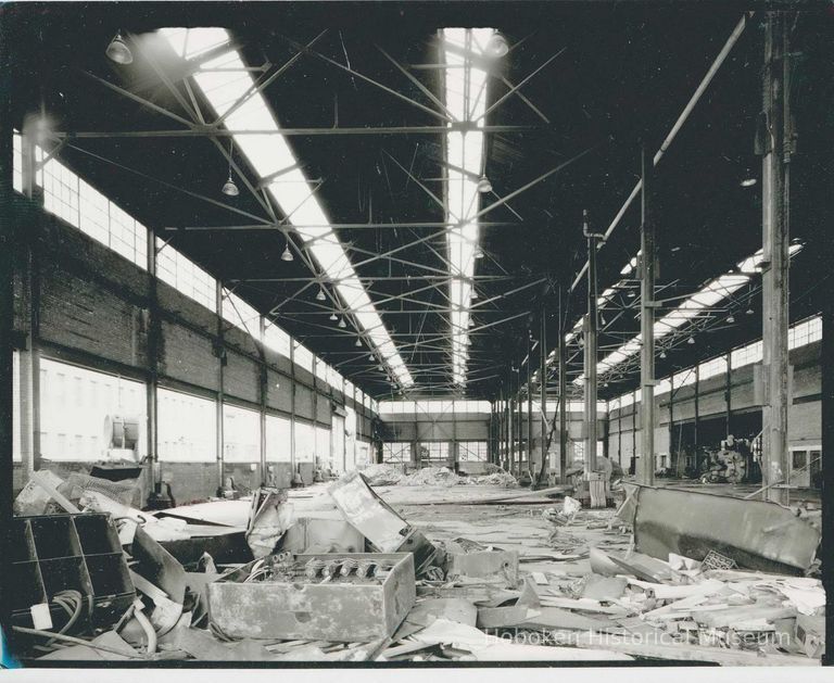 B+W photo of buildings, interiors and exteriors, of the Bethlehem Steel Shipyard, Hoboken Division, no date (ca 1990.) picture number 1