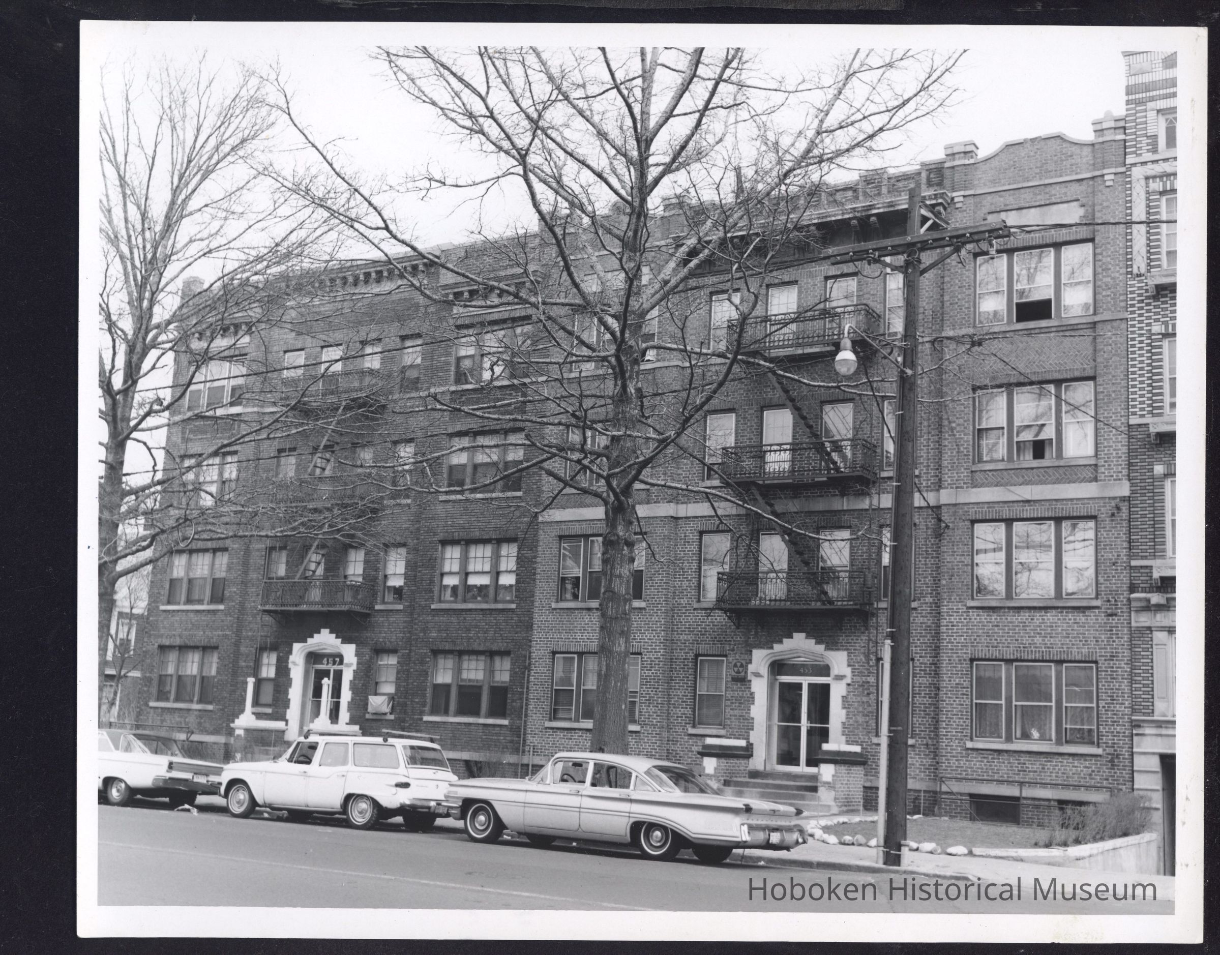 B&W photo of apartment buildings at 453 and 457 Mt. Prospect Avenue, Newark. picture number 1