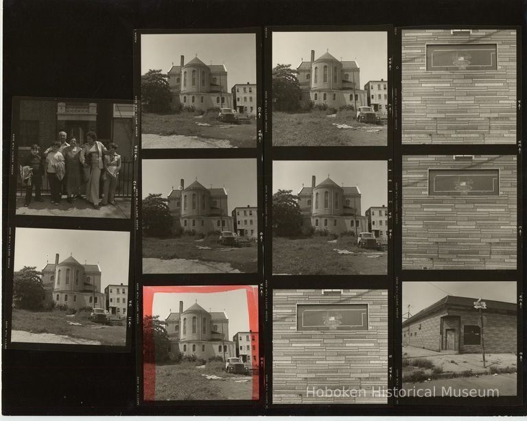 B+W negative contact sheet of images of Hoboken taken by John Conn. no date, [1976]. picture number 1