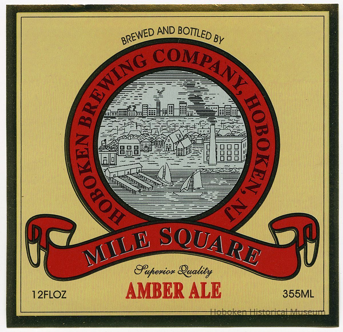 typical front label: Hoboken Brewing Co., Mile Square, Amber Ale