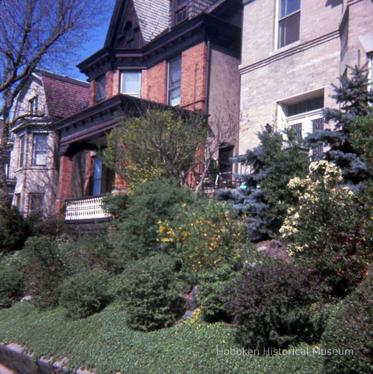 Color slide of the exterior and landscaped front yard of 907 Castle Point Terrace, Hoboken, May, 1972. picture number 1