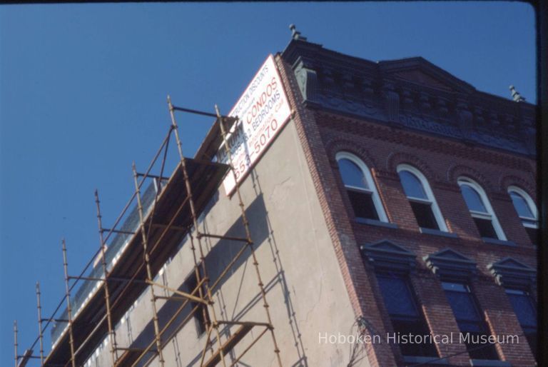 Color slide of building under renovation on or near Newark and Garden Sts., Hoboken, ca. 1984. picture number 1