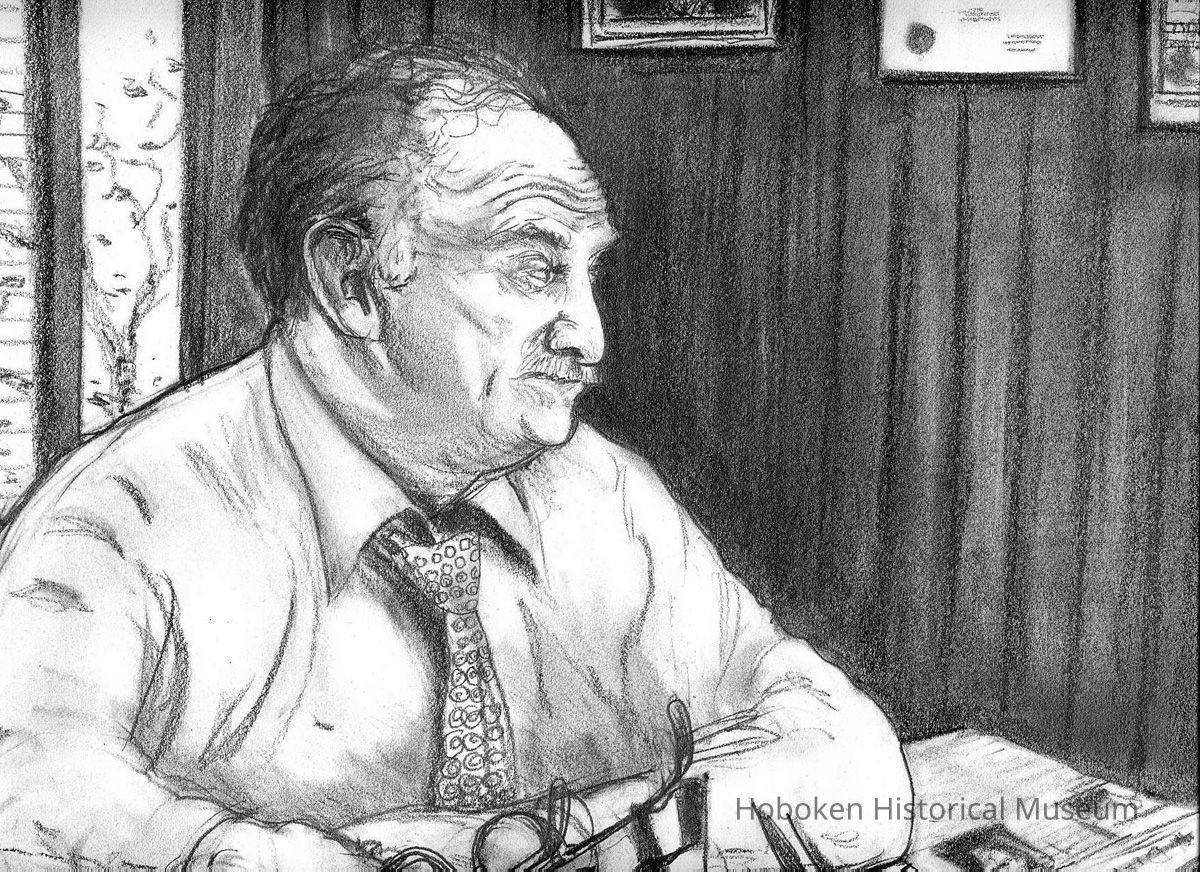 detail center: drawing of Mayor Tom Vezzetti