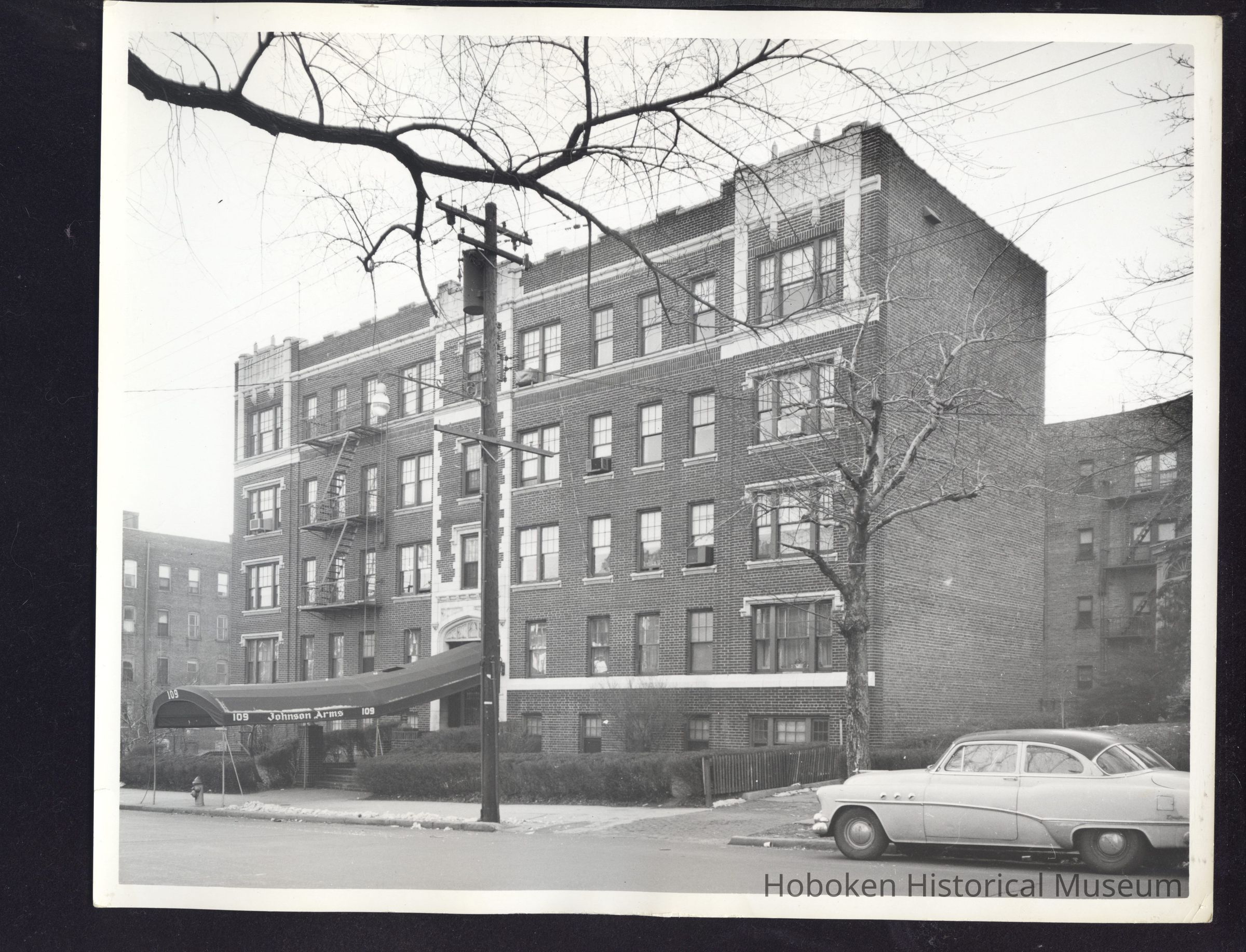 B&W photo of apartment building at 108 Johnson Avenue, Newark. picture number 1