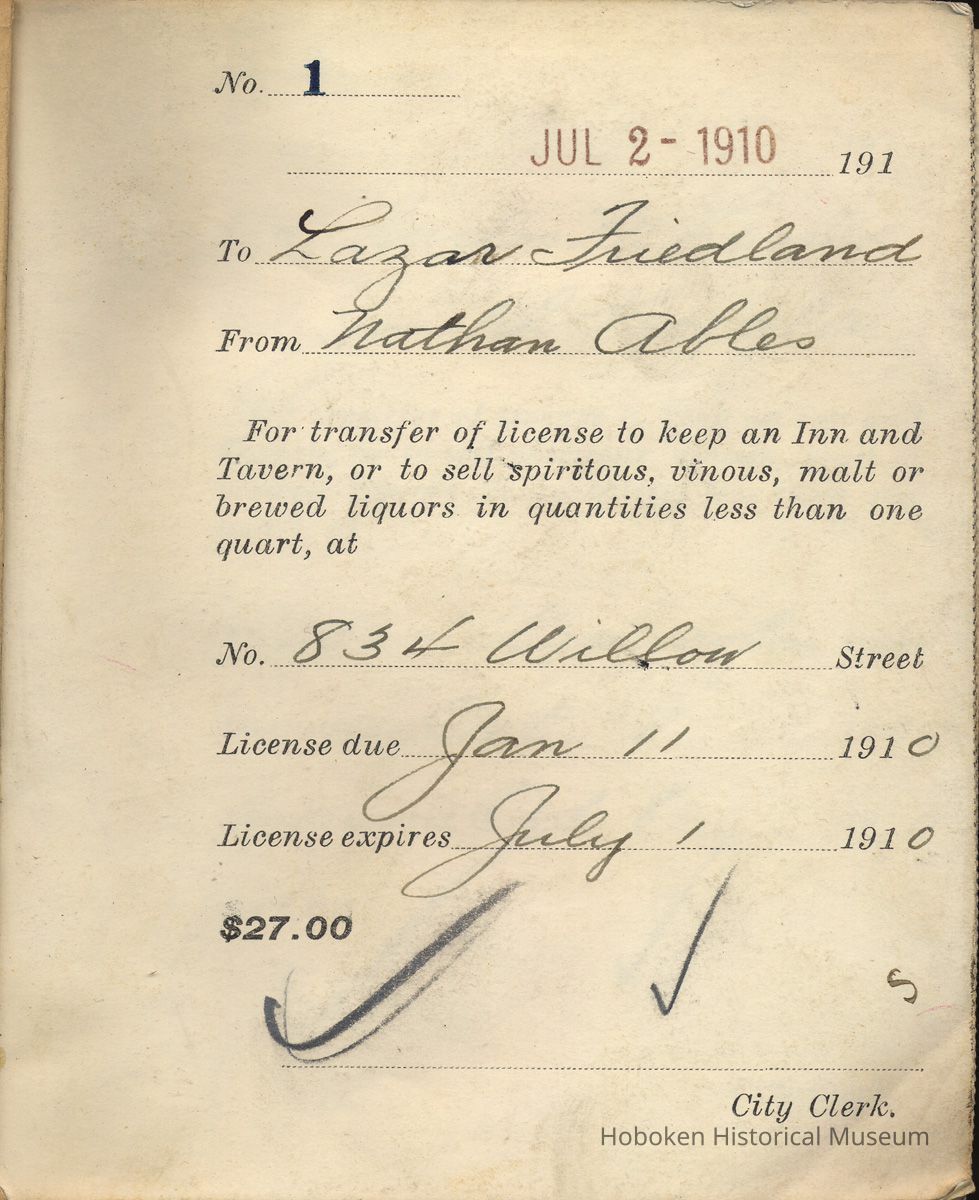 Receipt No. 1, typical