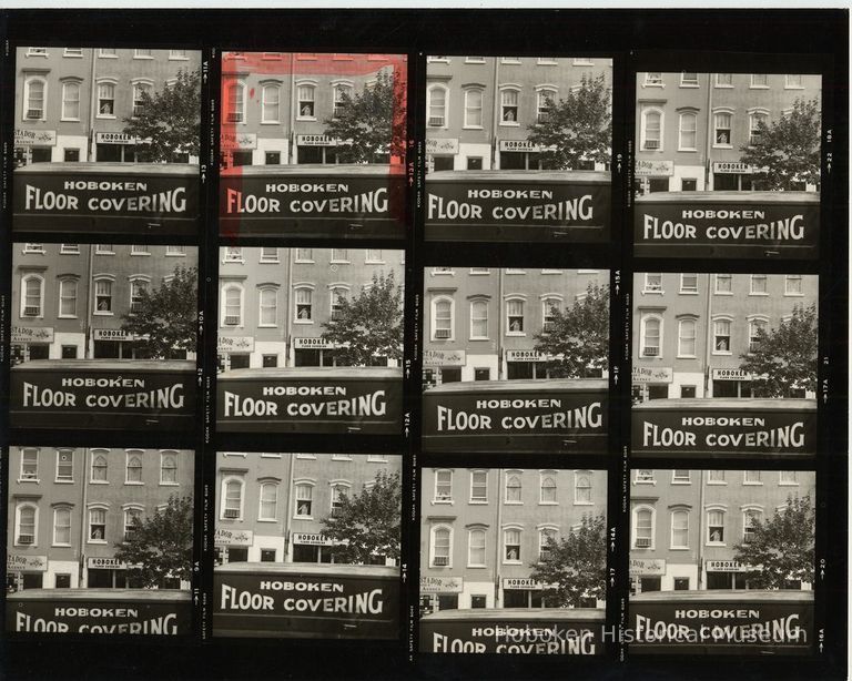 B+W negative contact sheet of images of Hoboken taken by John Conn. no date, [1976]. picture number 1