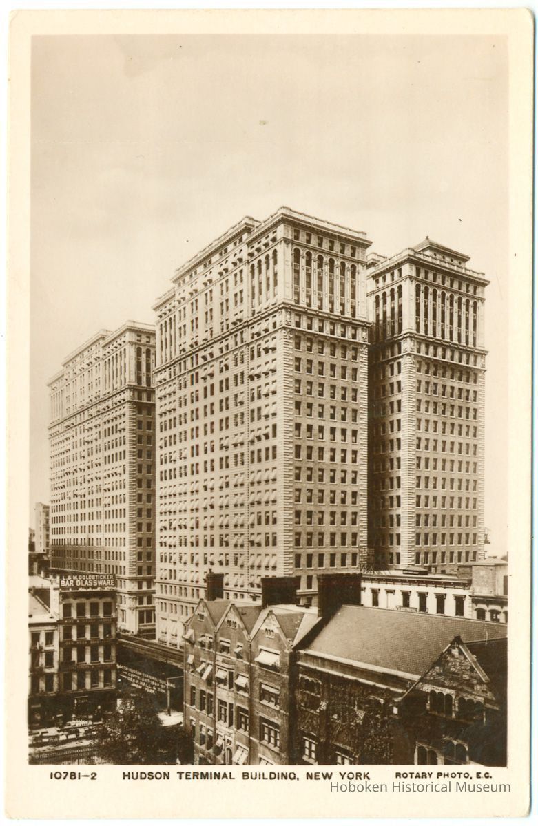 Digital image of Hudson & Manhattan R.R. postcard titled: Hudson Terminal Building, New York. 1908. picture number 1