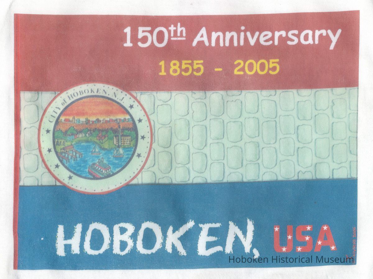 front t-shirt commemorating Hoboken's 150 Years (Sesquicentennial)