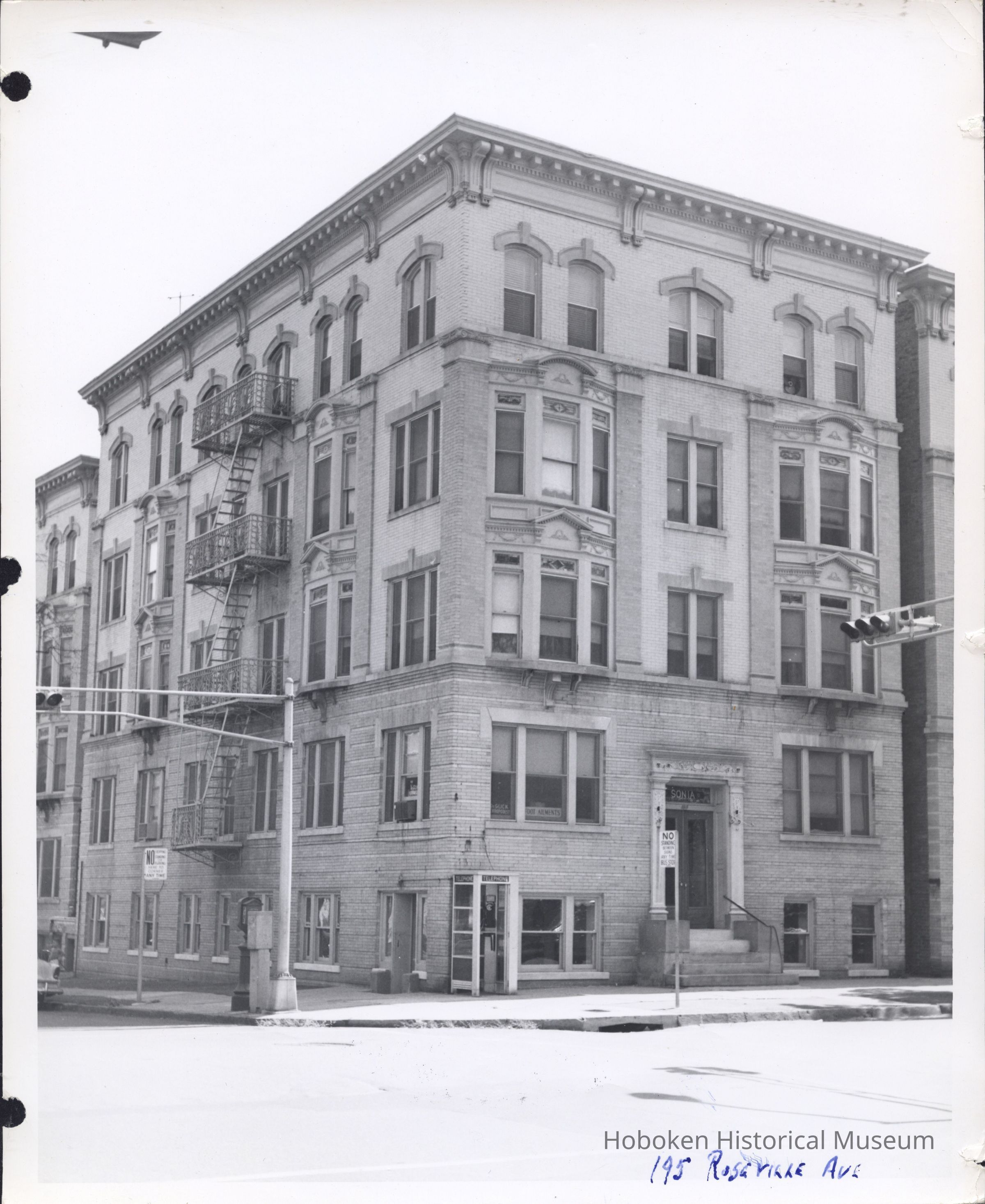 B&W photo of apartment building at 195 Roseville Avenue, Newark. picture number 1