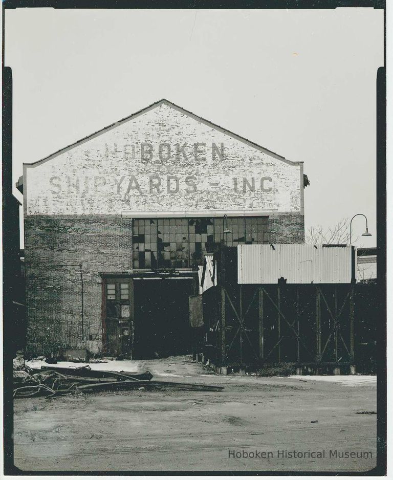 B+W photo of buildings, interiors and exteriors, of the Bethlehem Steel Shipyard, Hoboken Division, no date (ca 1990.) picture number 1