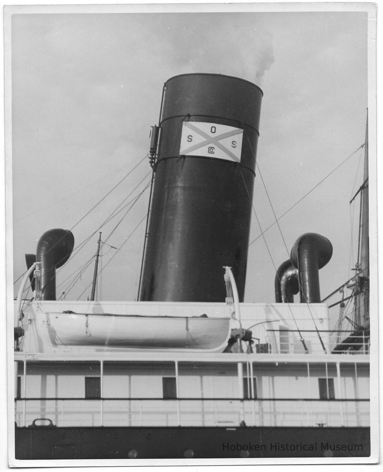 B+W photo of the funnel of an unknown vessel, Hoboken, no date, ca. 1940. picture number 1