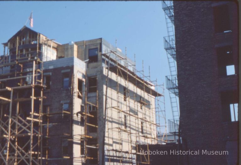 Color slide of building under renovation on or near Newark and Garden Sts., Hoboken, ca. 1984. picture number 1