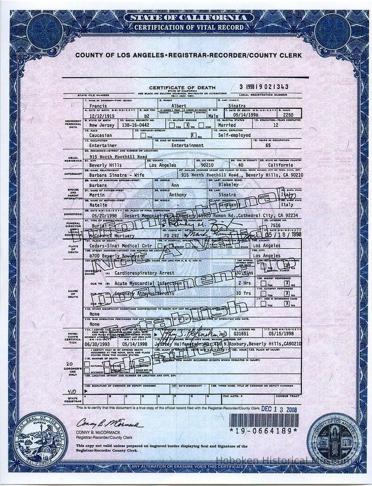 death certificate