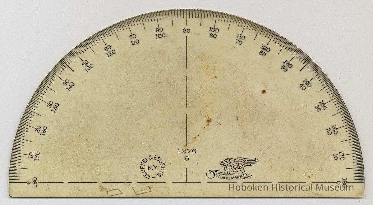Xylonite Semicircular Protractor no. 1276-6, made by Keuffel & Esser Company, N.Y., n.d., ca.1936-1945. picture number 1
