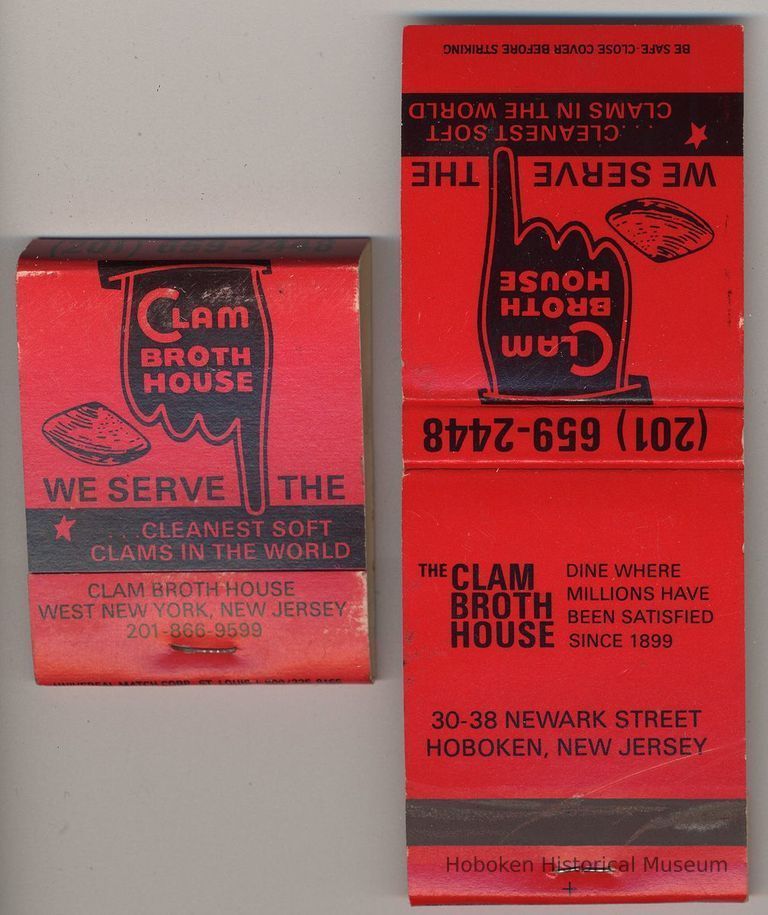 Clam Broth House matchbook cover: front + back